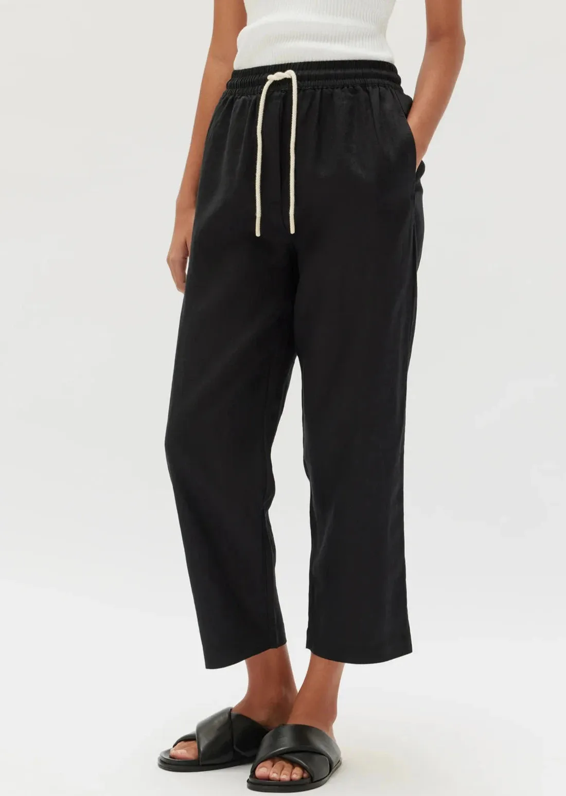 Ami Linen Pant Black