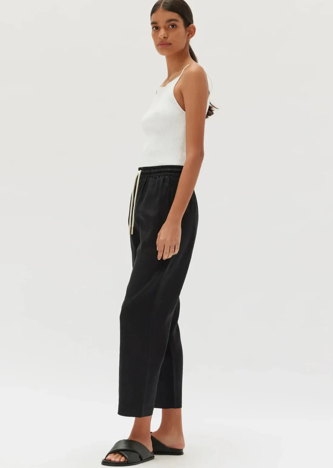 Ami Linen Pant Black