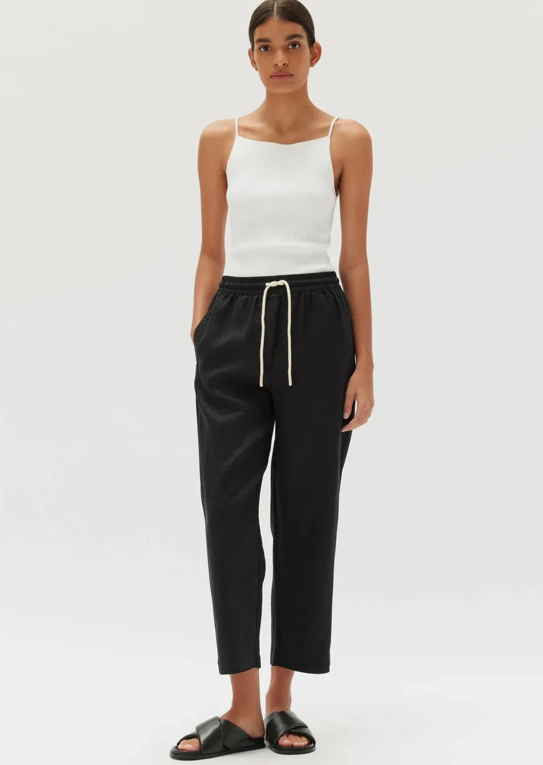 Ami Linen Pant Black