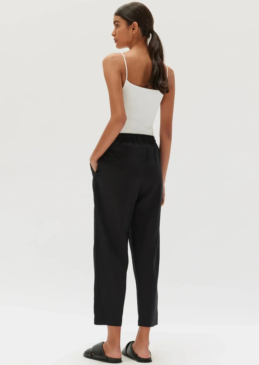 Ami Linen Pant Black