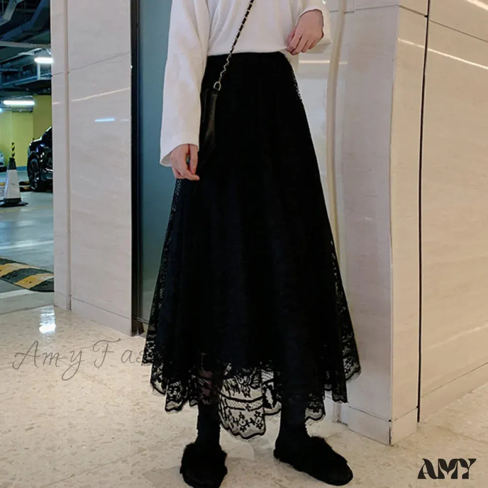 Amy Fashion - Elastic High Waist Lace Skirts