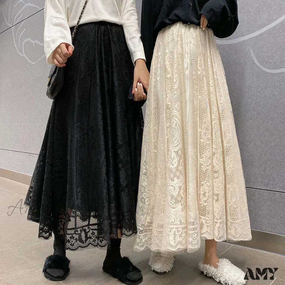 Amy Fashion - Elastic High Waist Lace Skirts