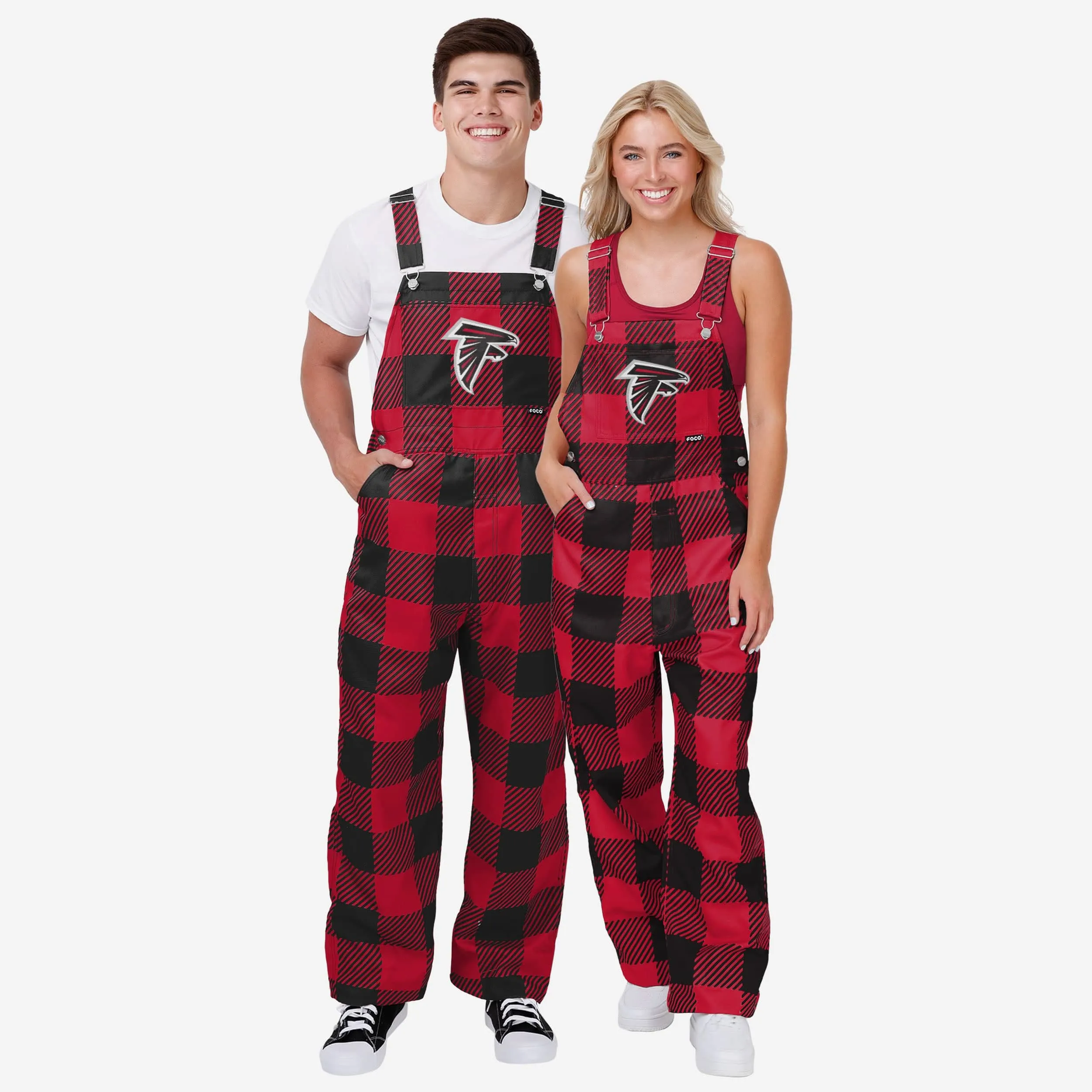 Atlanta Falcons Womens Plaid Bib Overalls