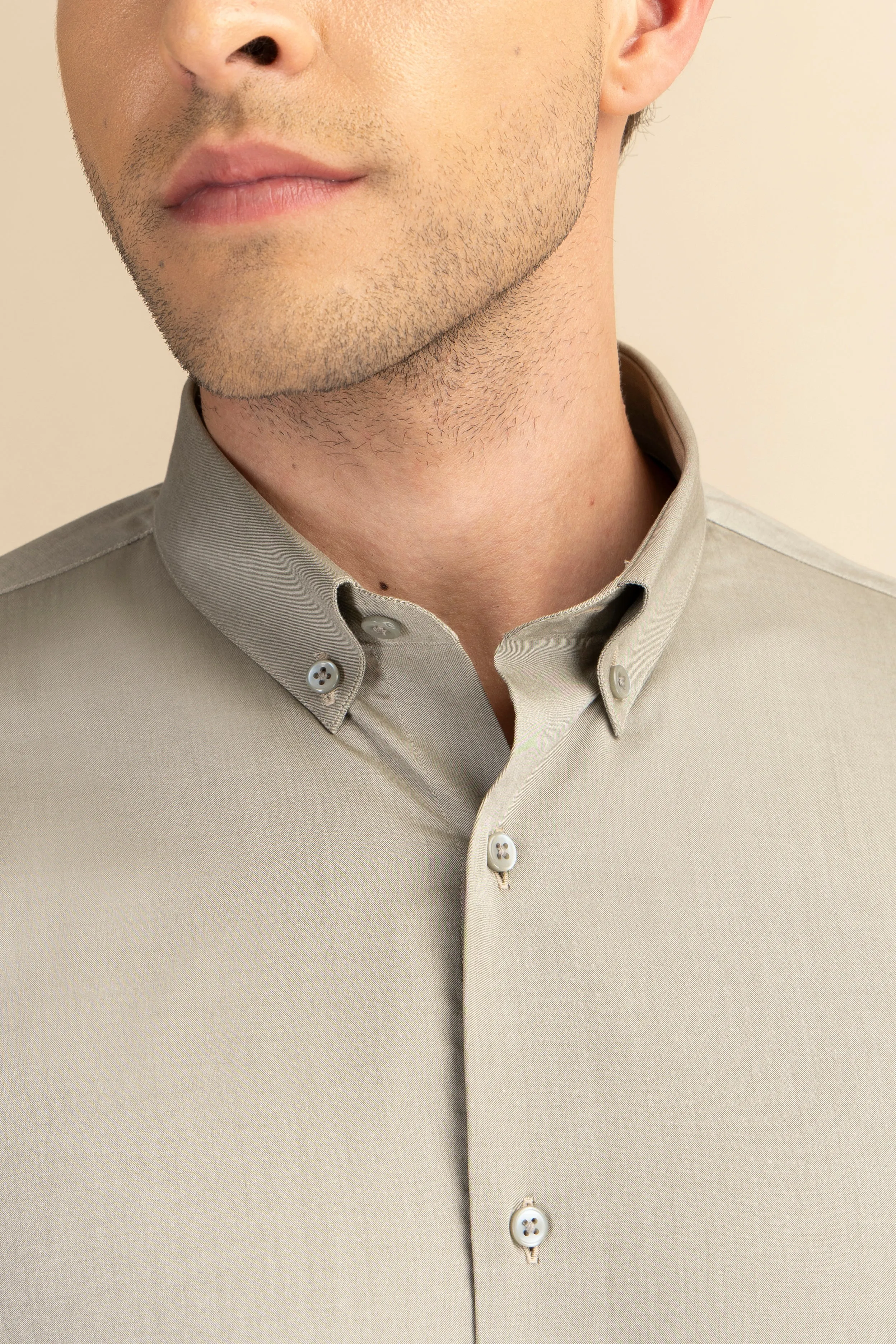 Beige Poplin Solid Shirt