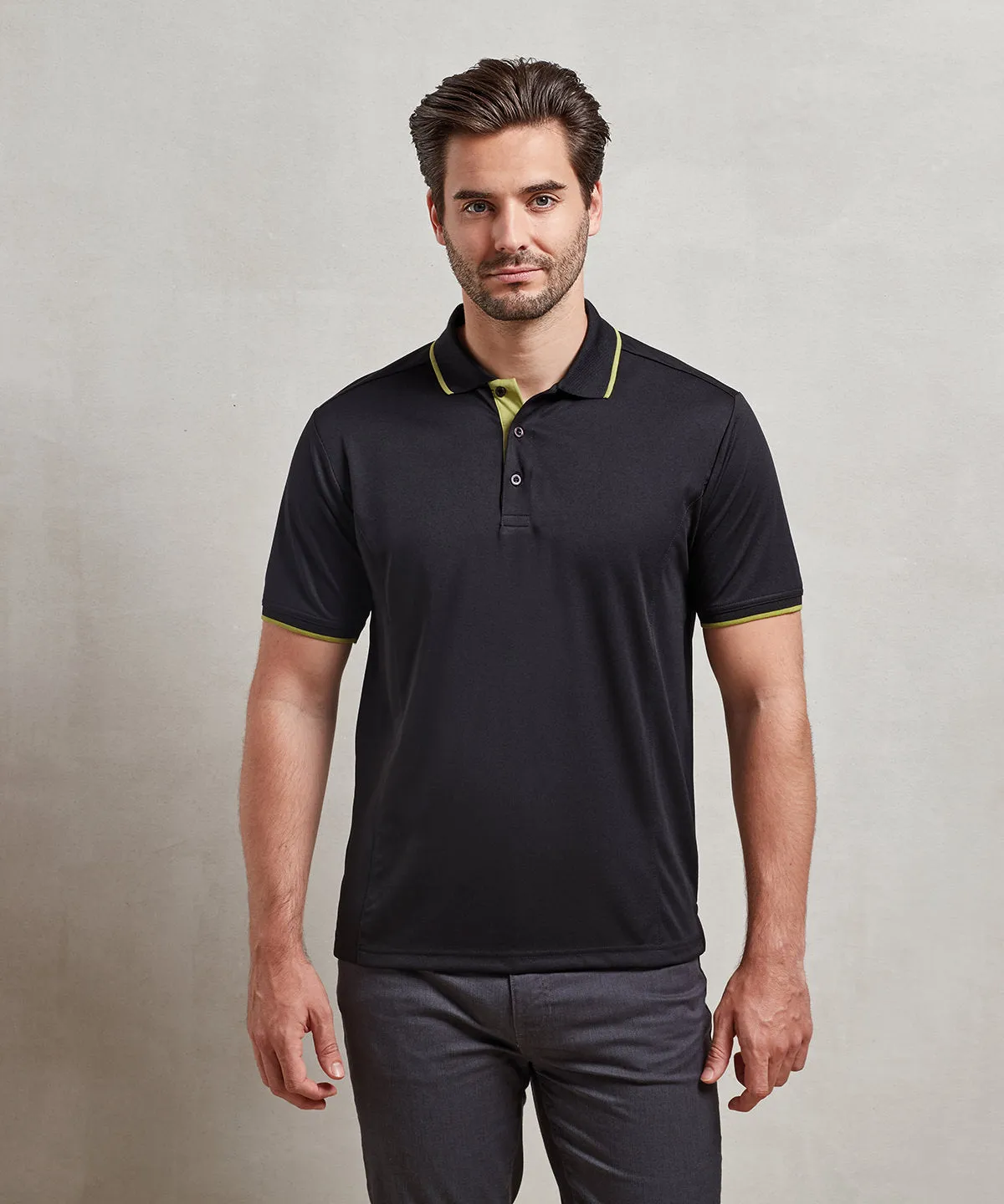 Black/Sunflower - Contrast Coolchecker® polo