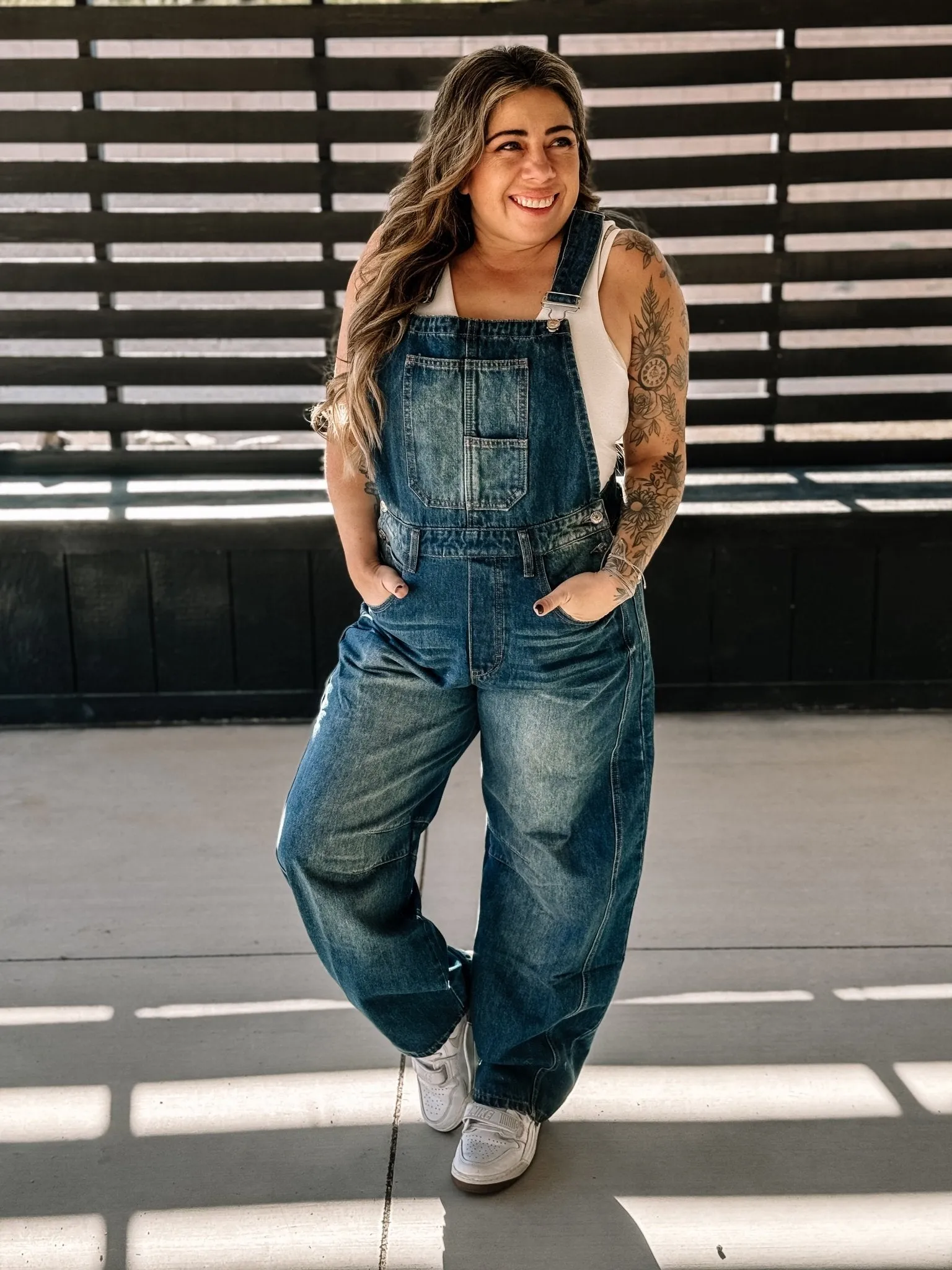 Blue Ridge Trendy Mom Barrel Jean Denim Overalls