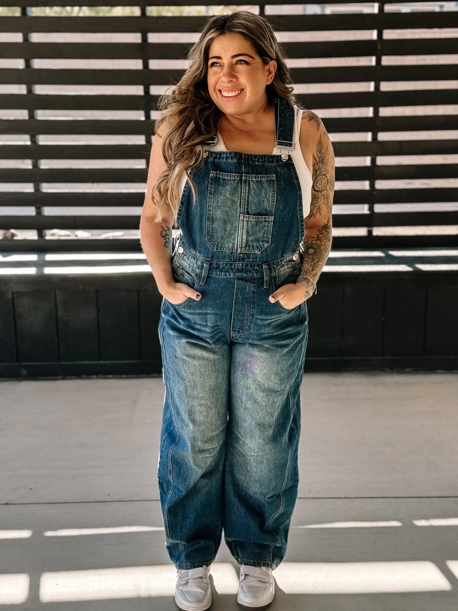 Blue Ridge Trendy Mom Barrel Jean Denim Overalls