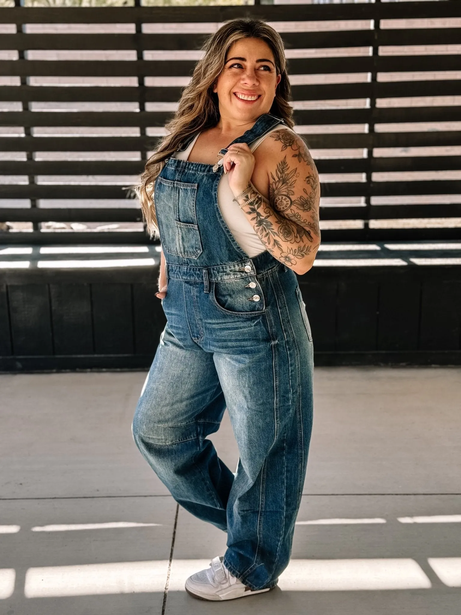 Blue Ridge Trendy Mom Barrel Jean Denim Overalls