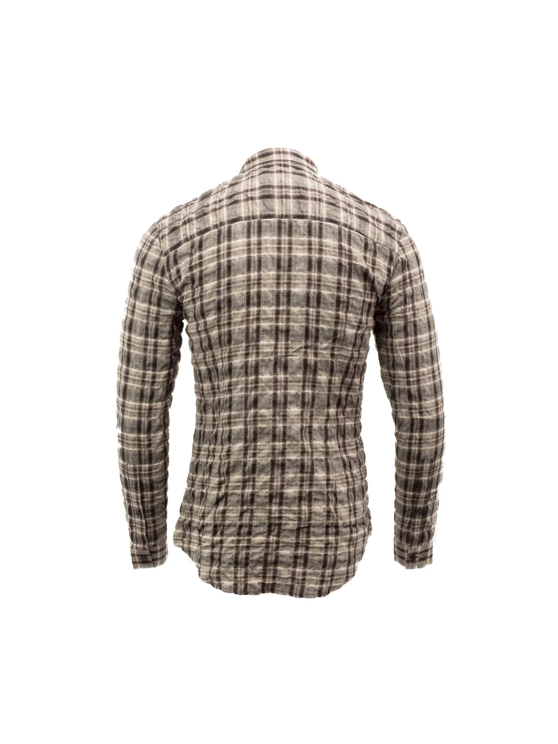 Brown Grey Checked Flannel Shirt