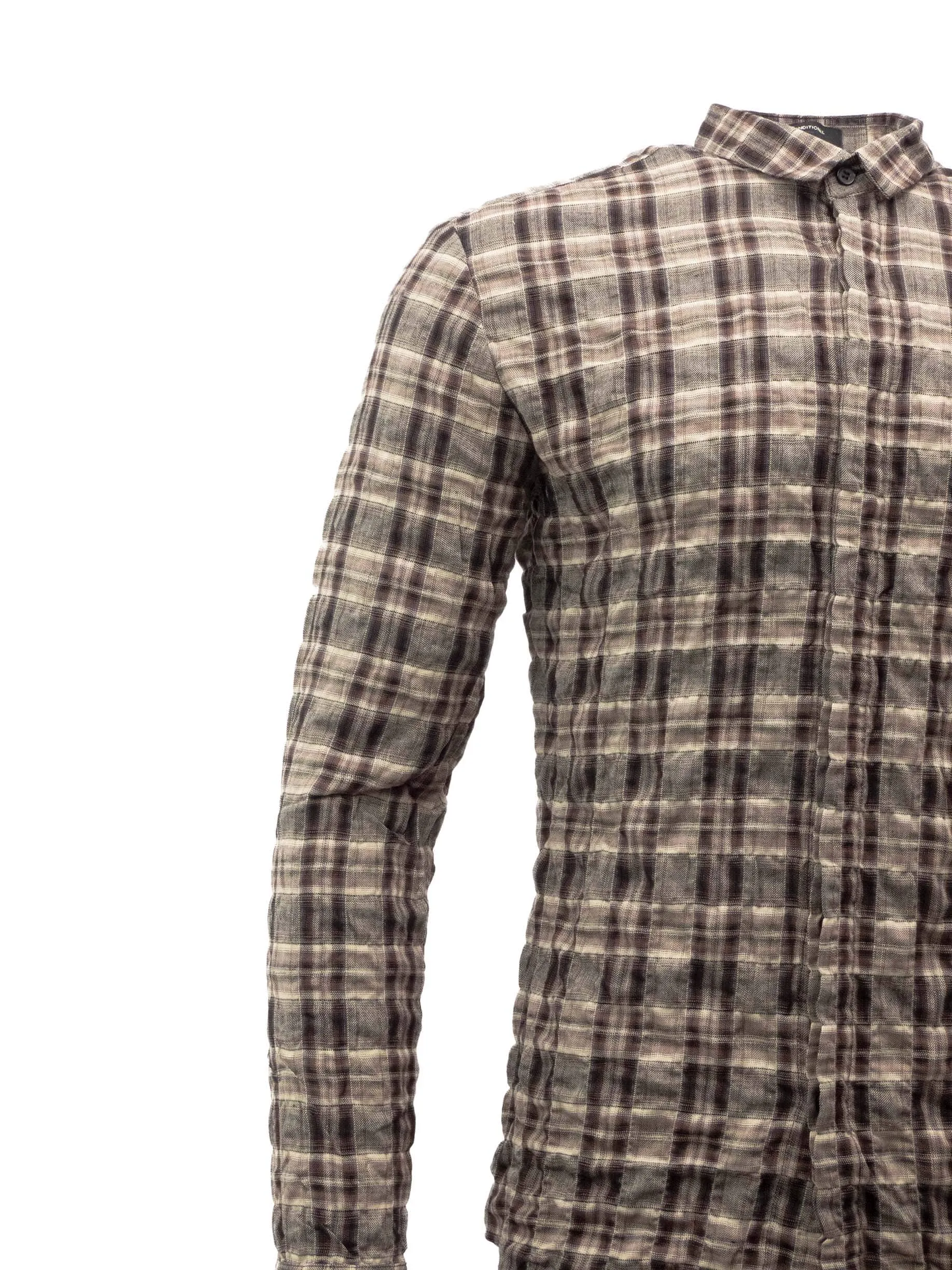 Brown Grey Checked Flannel Shirt