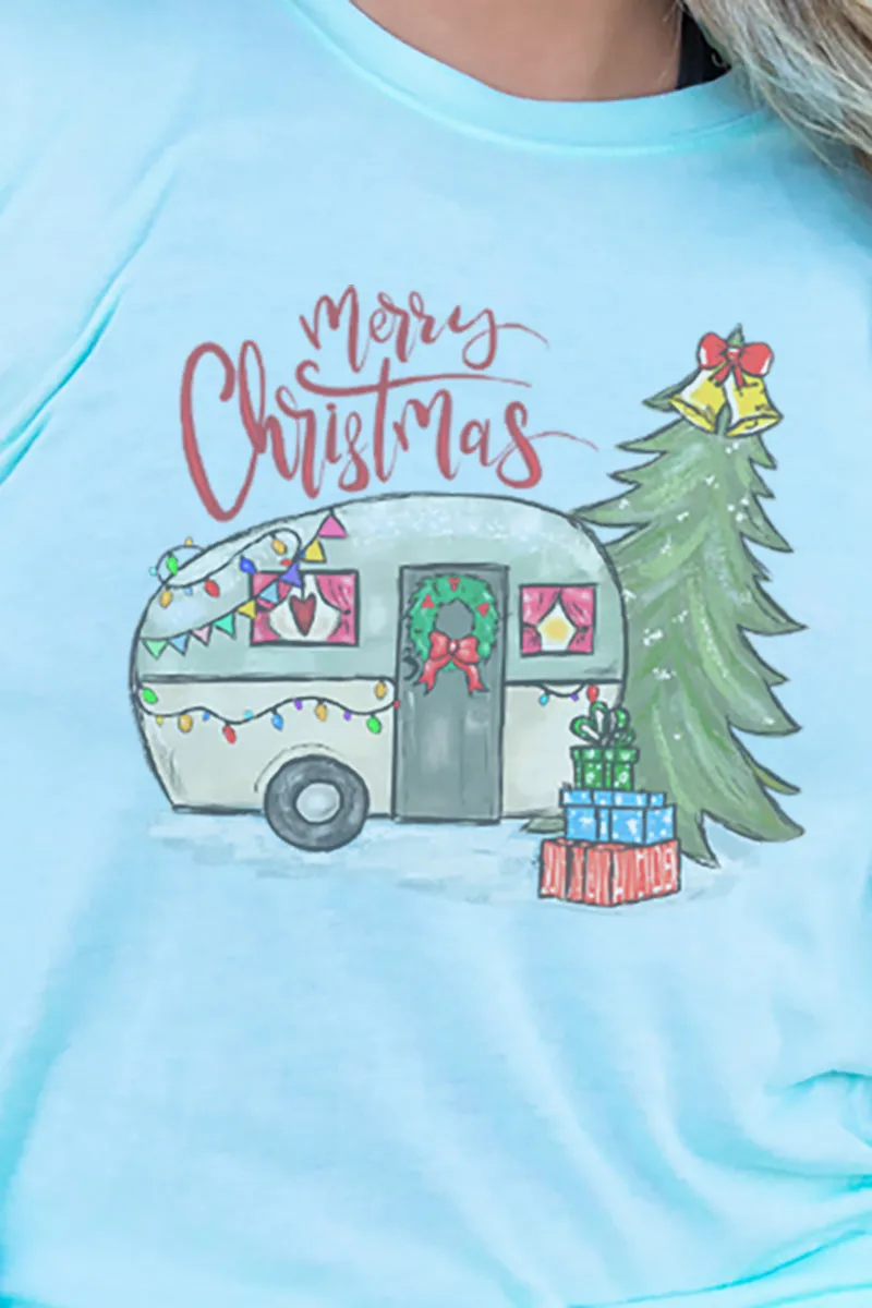 Camper Merry Christmas Adult Soft-Tek Blend Long Sleeve Tee