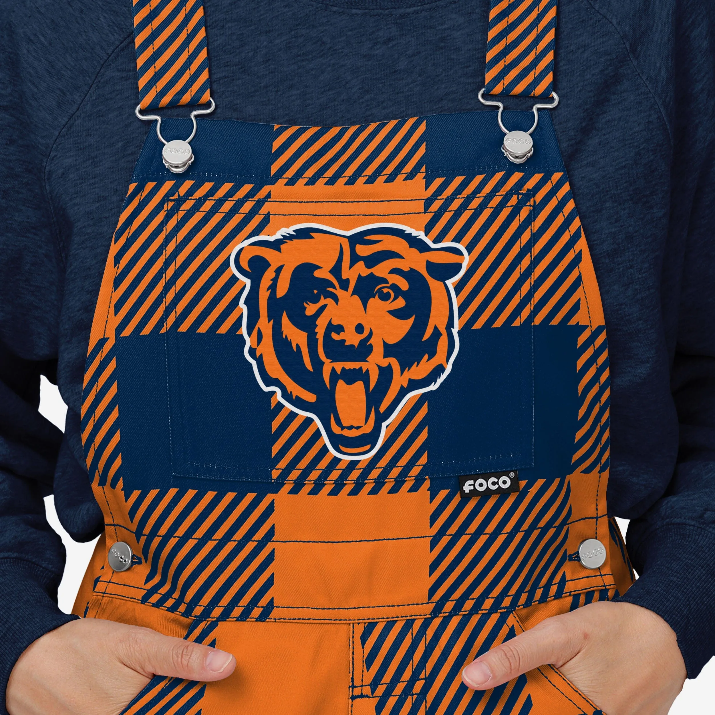 Chicago Bears Womens Plaid Bib Overalls