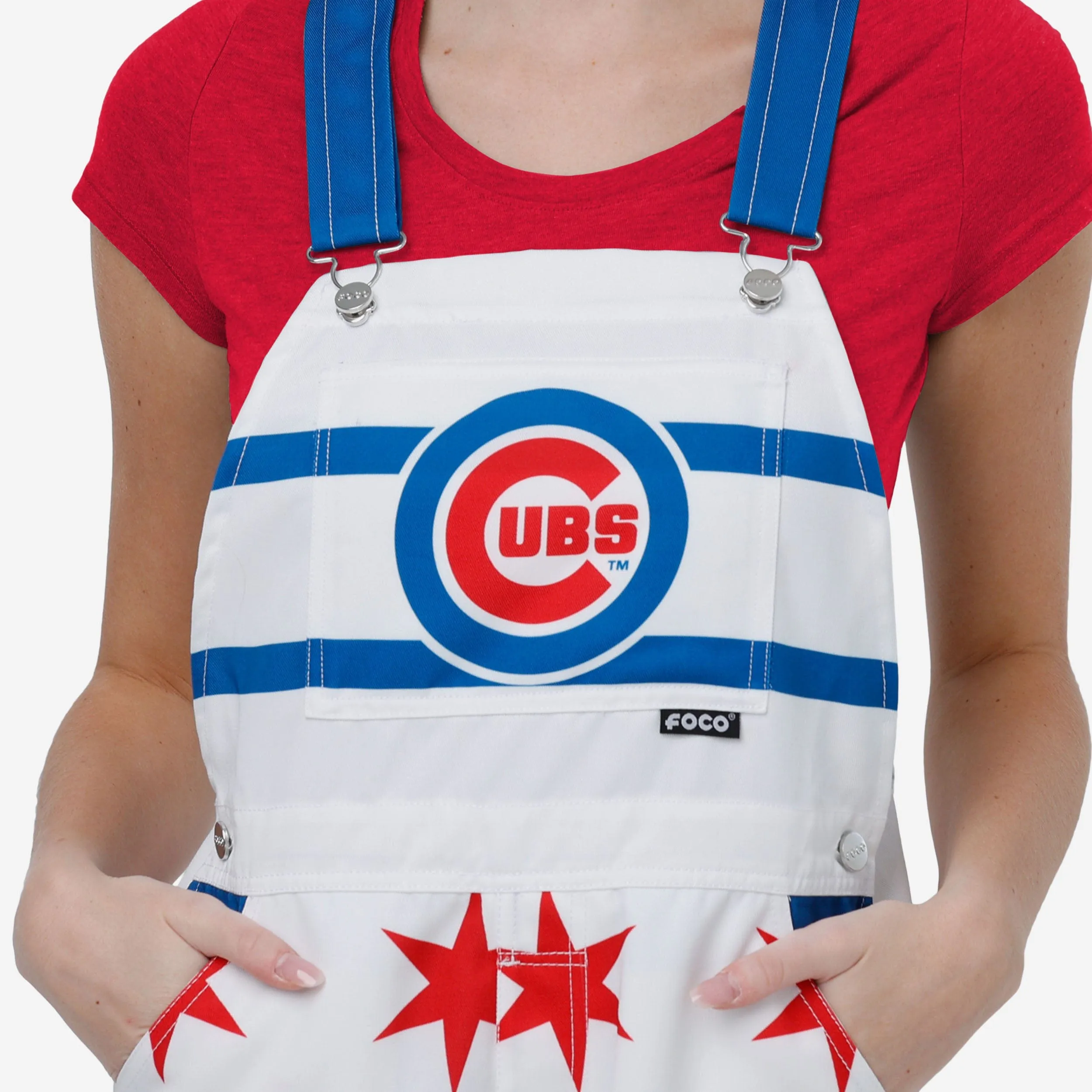 Chicago Cubs Womens Flag Thematic Bib Overalls