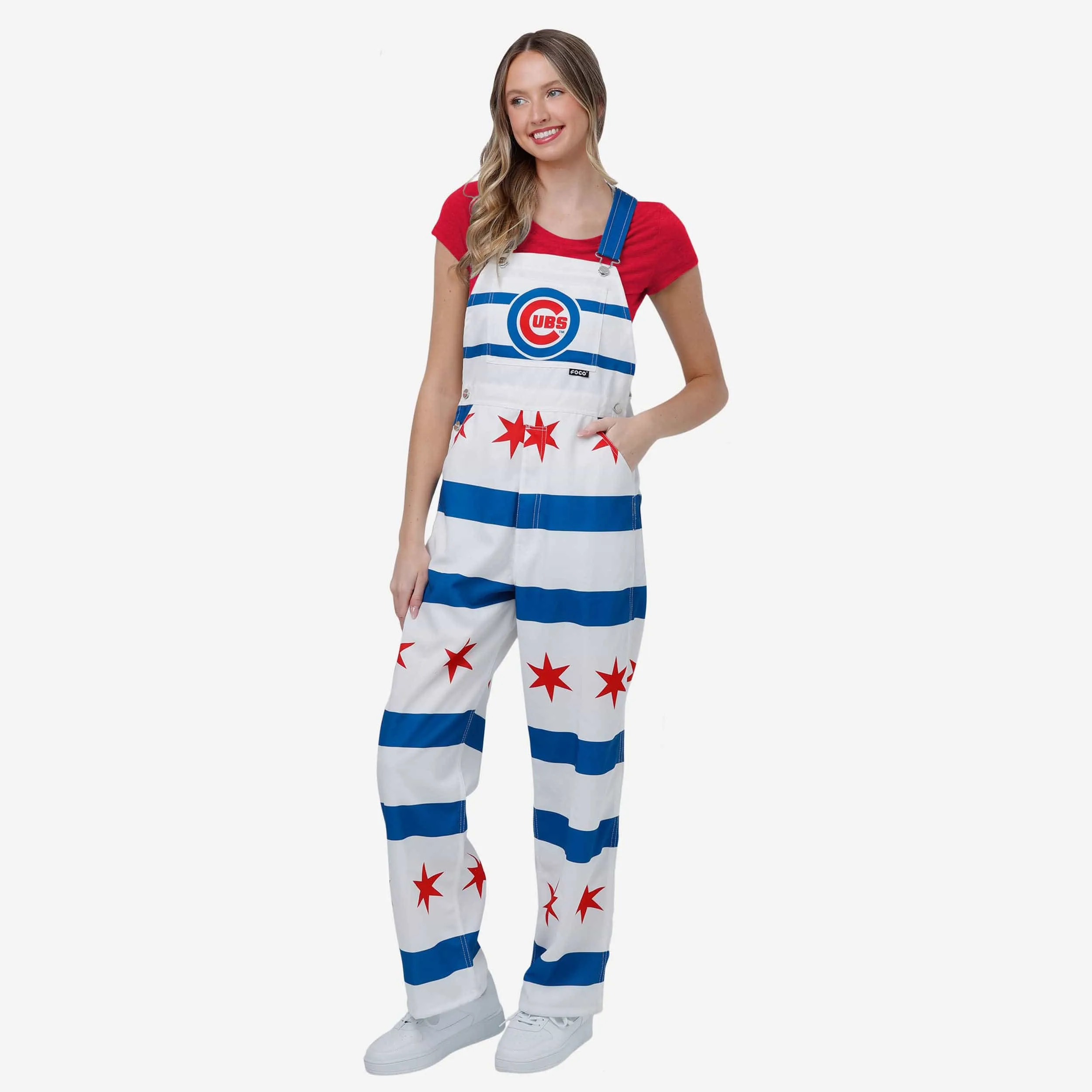 Chicago Cubs Womens Flag Thematic Bib Overalls