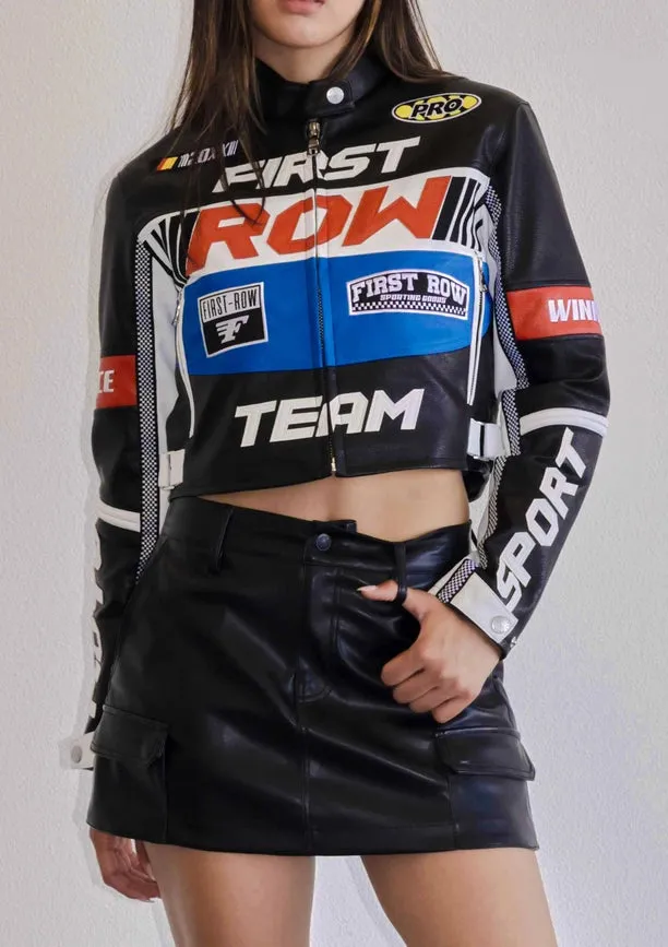 Contrast Motor Racing Leather Jacket