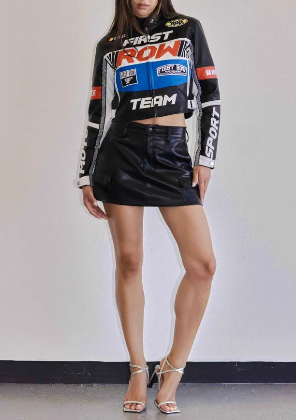 Contrast Motor Racing Leather Jacket