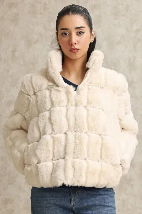 COZY FAUX FUR JACKET-WHITE