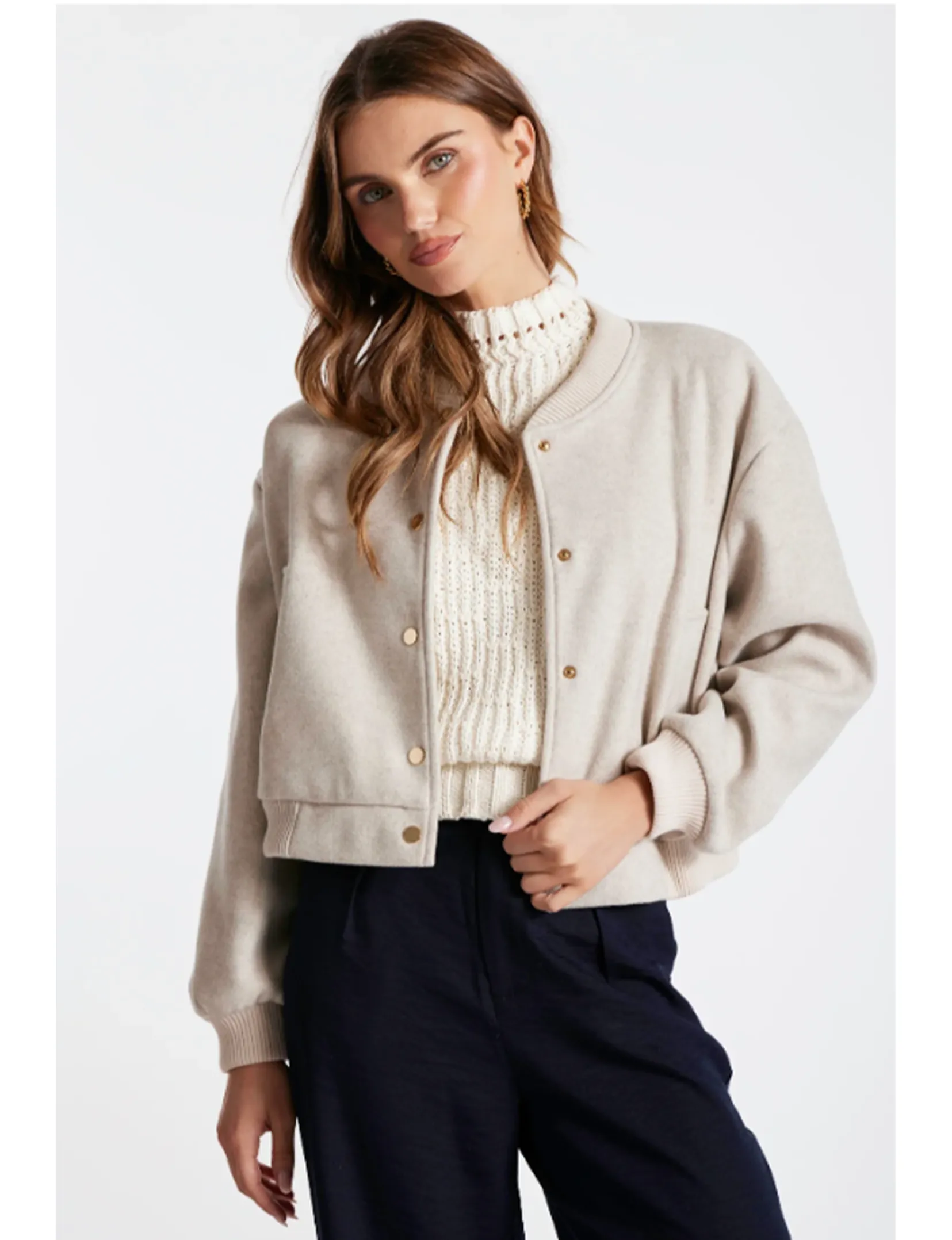 Cozy Luxe Bomber, Ivory