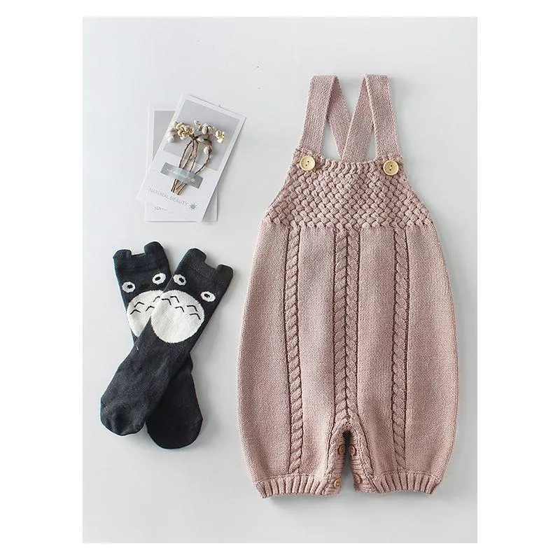 Crochet Baby Rompers Cotton Suspender Knitted Infant Bodysuit Overall Autumn