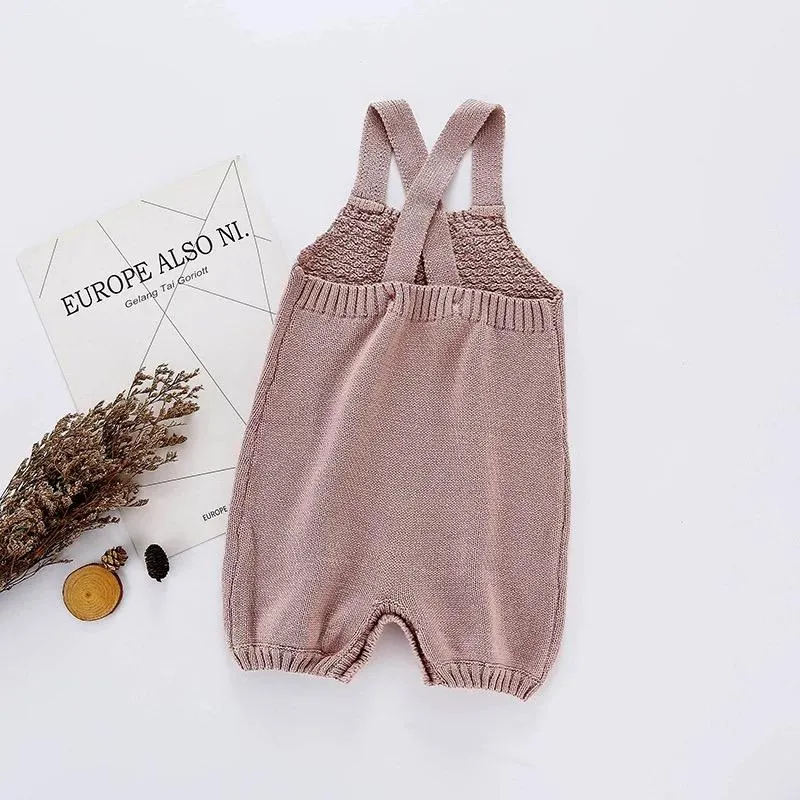 Crochet Baby Rompers Cotton Suspender Knitted Infant Bodysuit Overall Autumn