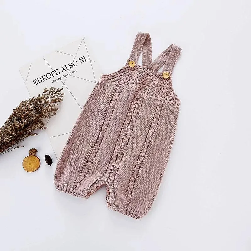 Crochet Baby Rompers Cotton Suspender Knitted Infant Bodysuit Overall Autumn