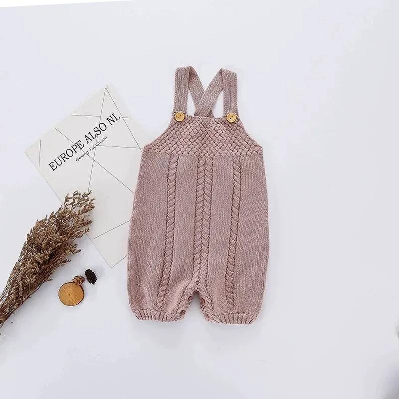 Crochet Baby Rompers Cotton Suspender Knitted Infant Bodysuit Overall Autumn