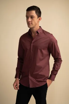 Deep Plum Stretch Satin Shirt