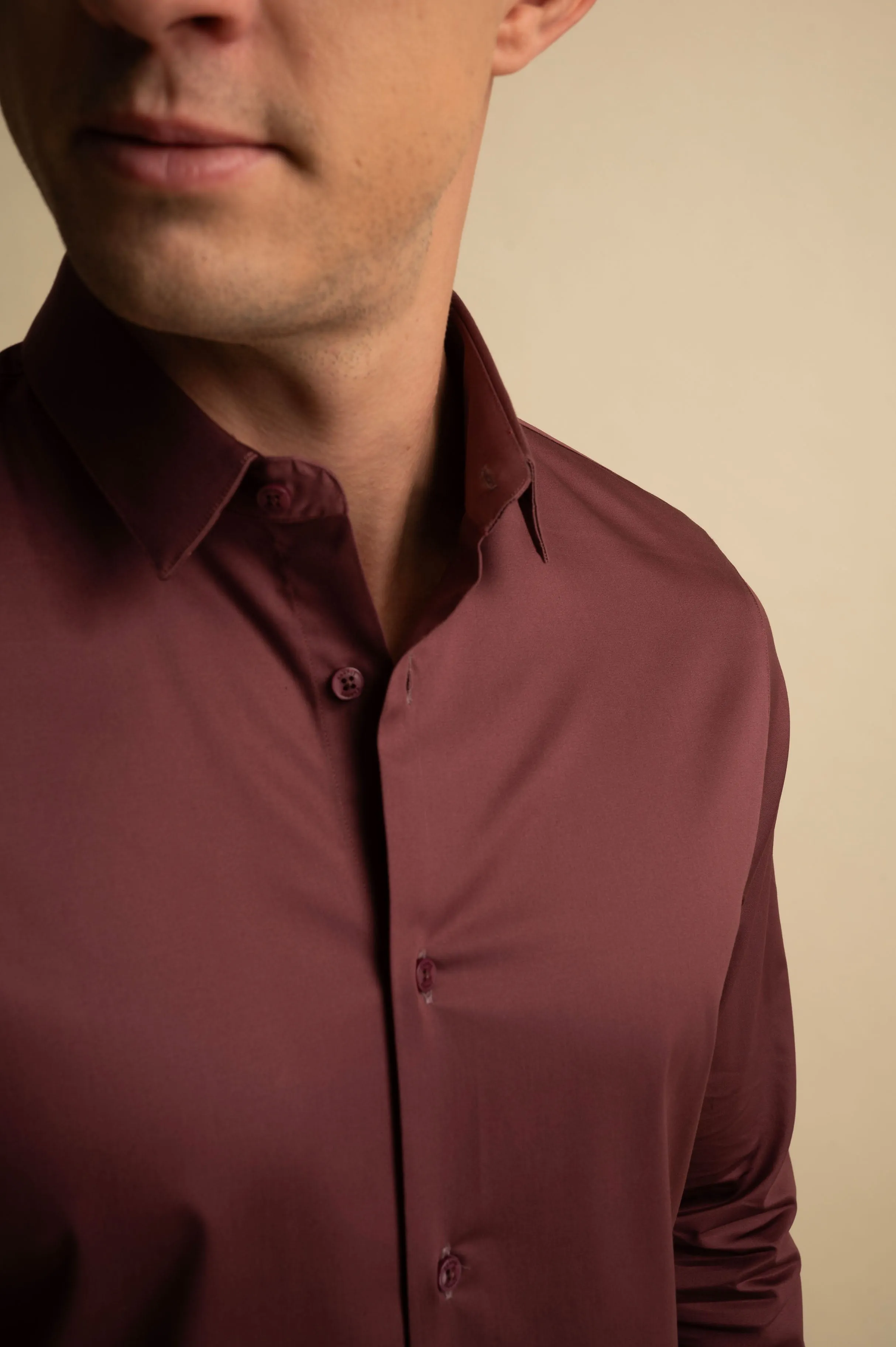 Deep Plum Stretch Satin Shirt