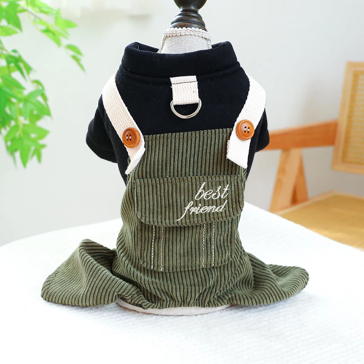 Dog Clothes | Autumn and Winter Corduroy Good Friends Overalls | Pet Clothing Collection