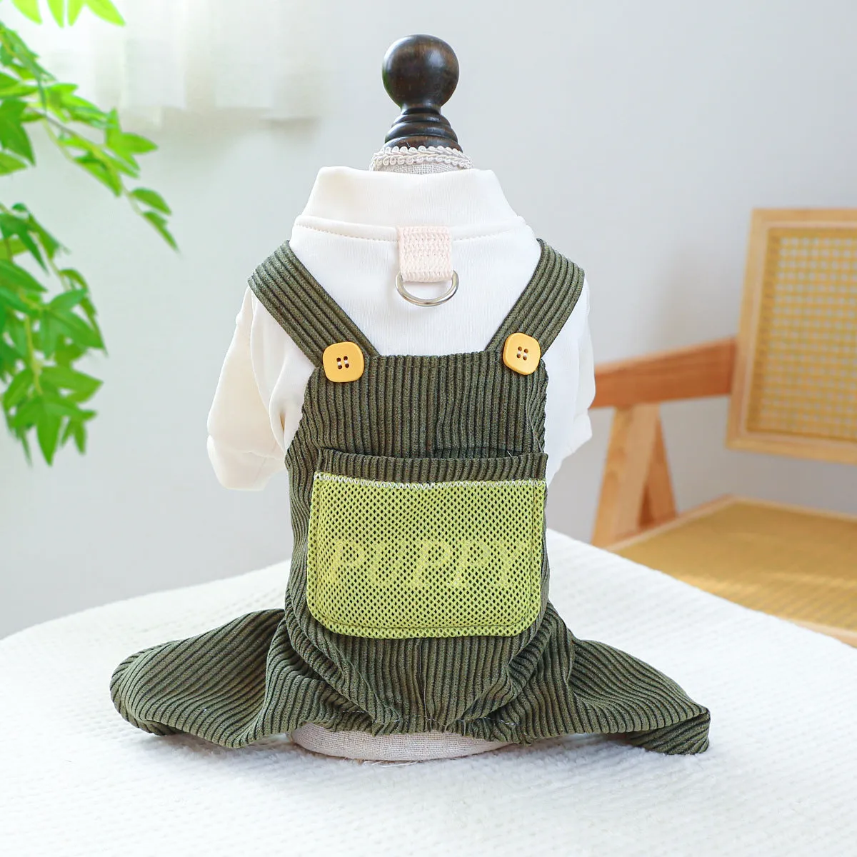 Dog Clothes | Autumn and Winter Corduroy Good Friends Overalls | Pet Clothing Collection