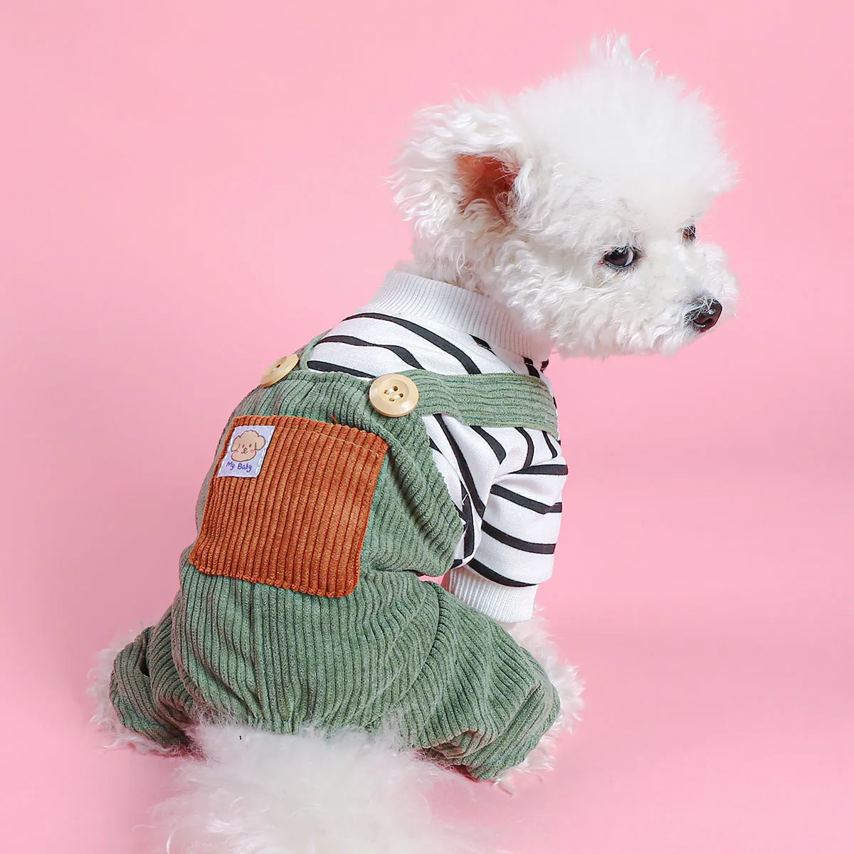 Dog Clothes | Autumn and Winter Corduroy Good Friends Overalls | Pet Clothing Collection