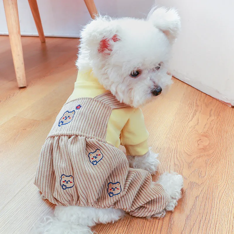 Dog Clothes | Autumn and Winter Corduroy Good Friends Overalls | Pet Clothing Collection