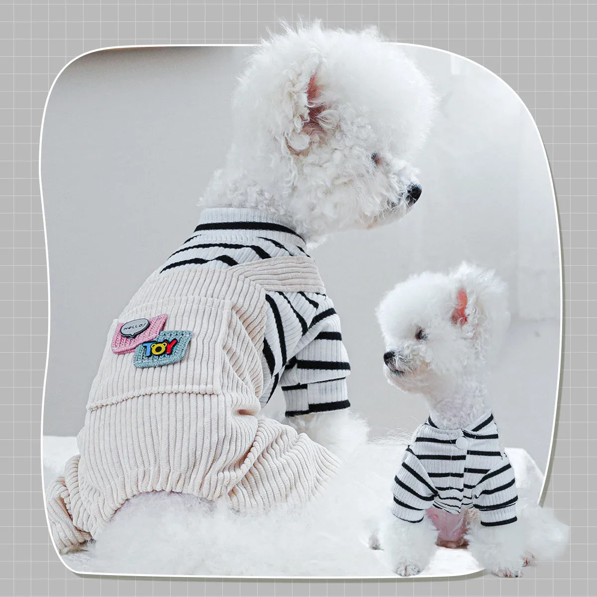 Dog Clothes | Autumn and Winter Corduroy Good Friends Overalls | Pet Clothing Collection