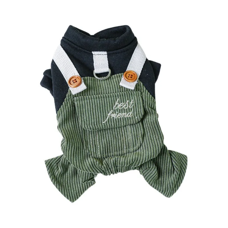 Dog Clothes | Autumn and Winter Corduroy Good Friends Overalls | Pet Clothing Collection