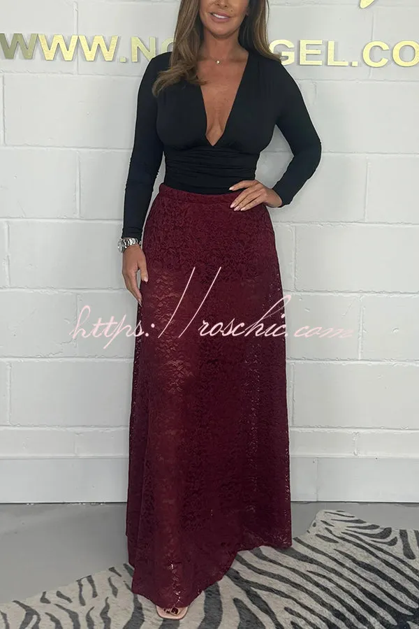 Elegant and Sexy Hollow Lace Maxi Skirt