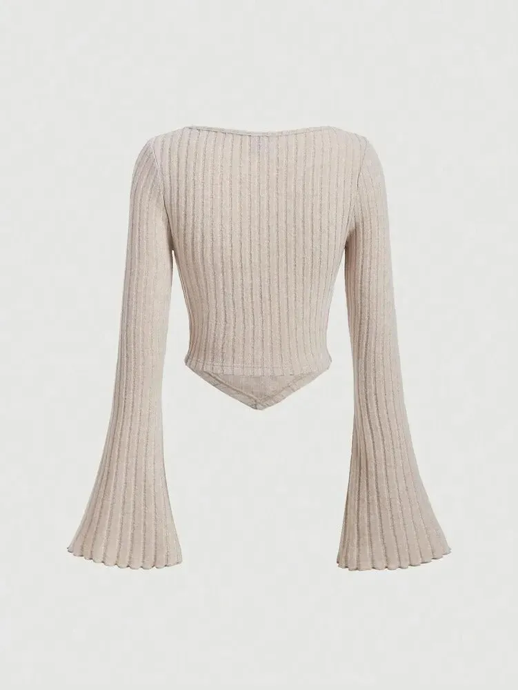 Elegant Rib-Knit Crop Top for Women