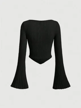 Elegant Rib-Knit Crop Top for Women