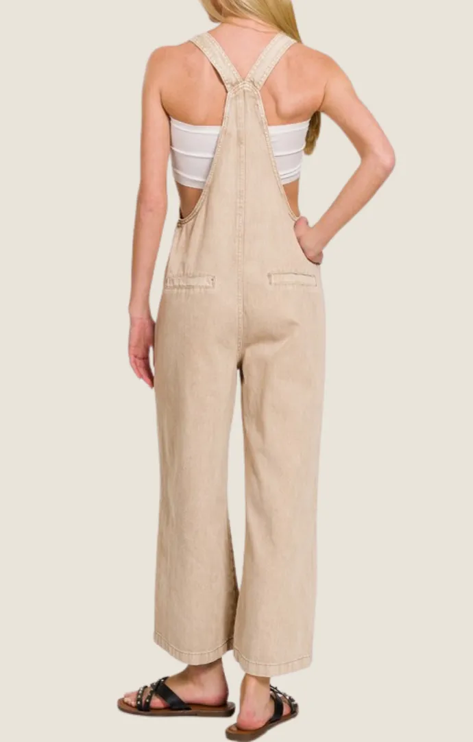 Fawn Ash Mocha Knot Strap Overalls