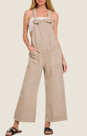 Fawn Ash Mocha Knot Strap Overalls