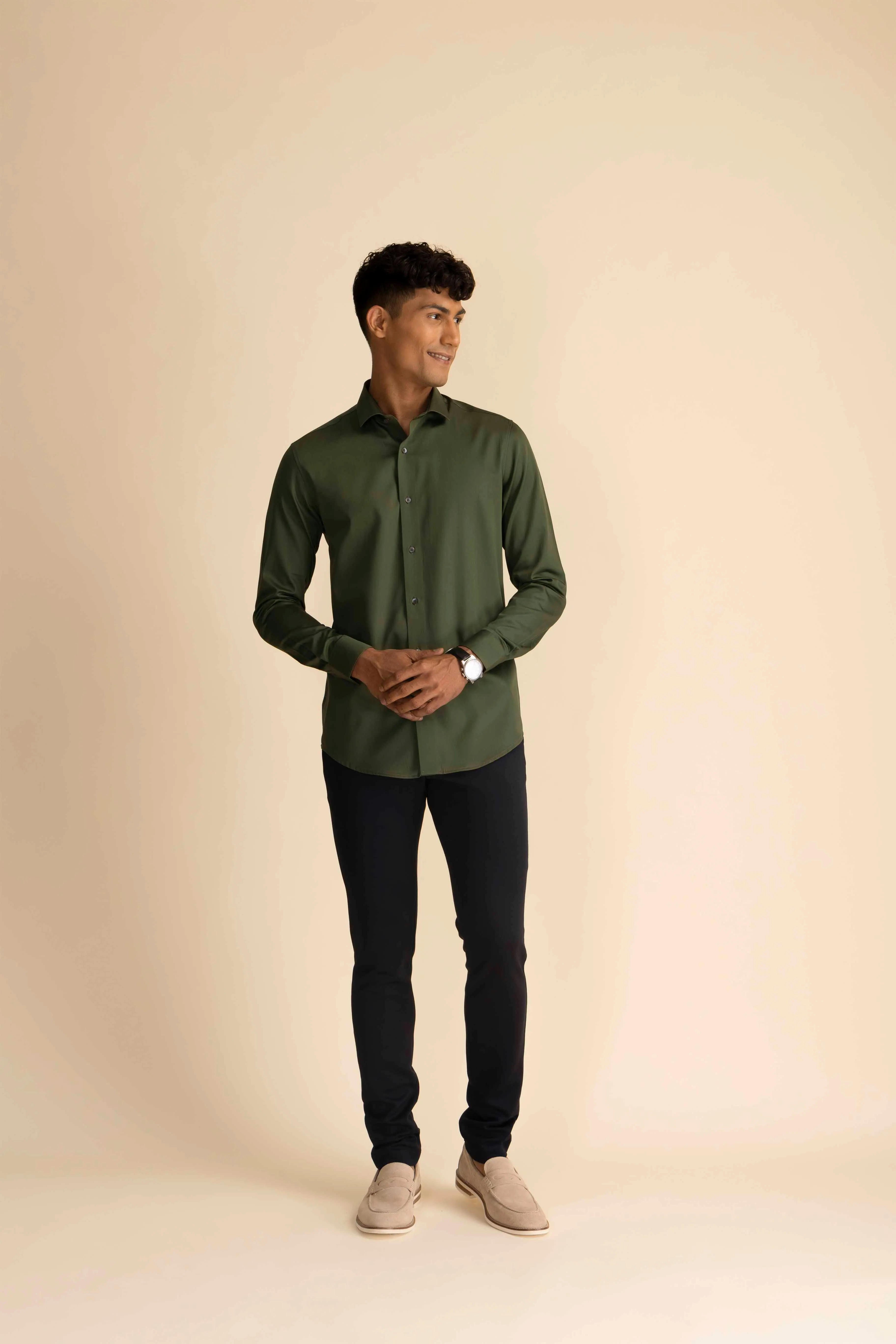 Forest Green Sateen Shirt