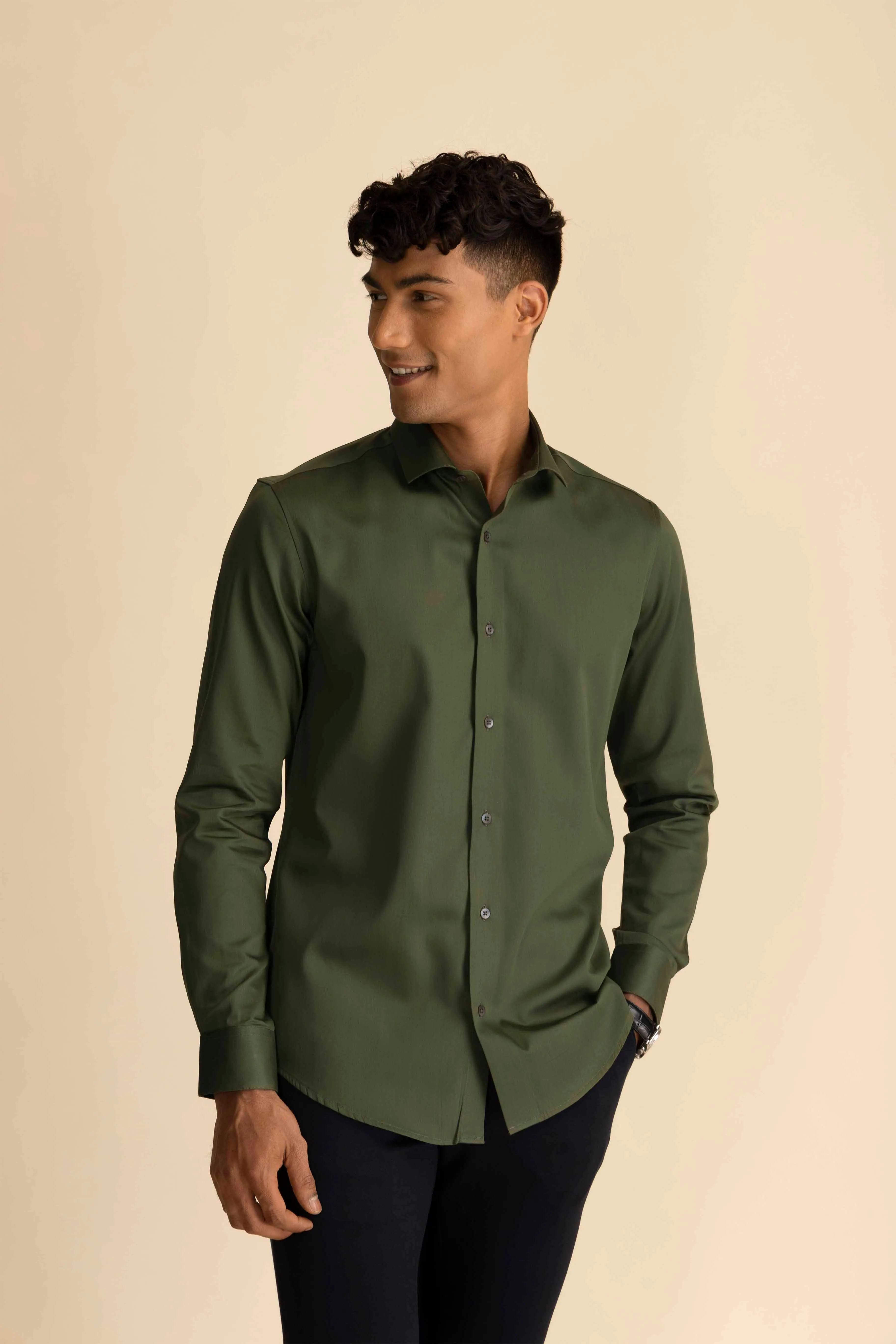 Forest Green Sateen Shirt