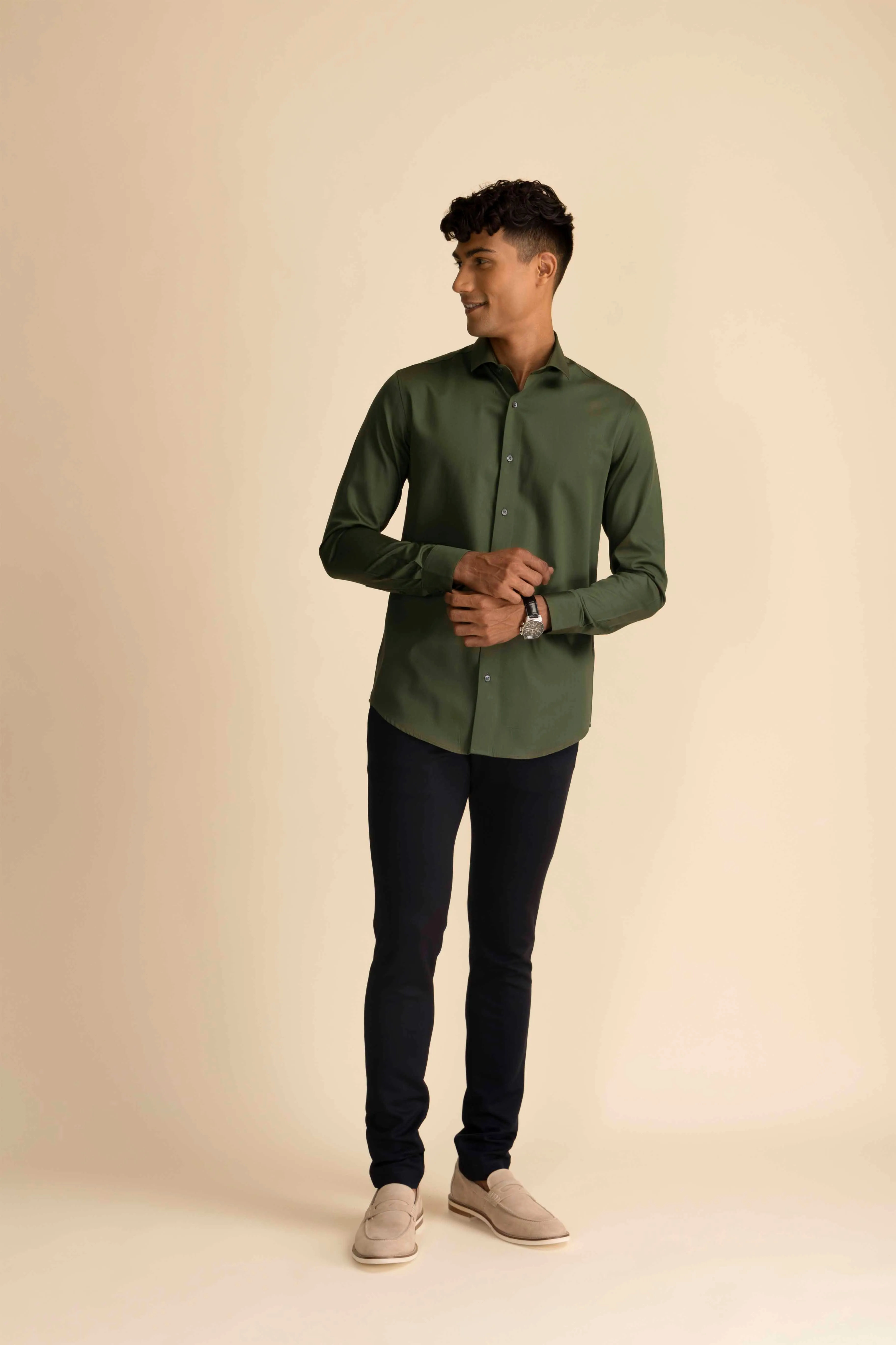 Forest Green Sateen Shirt