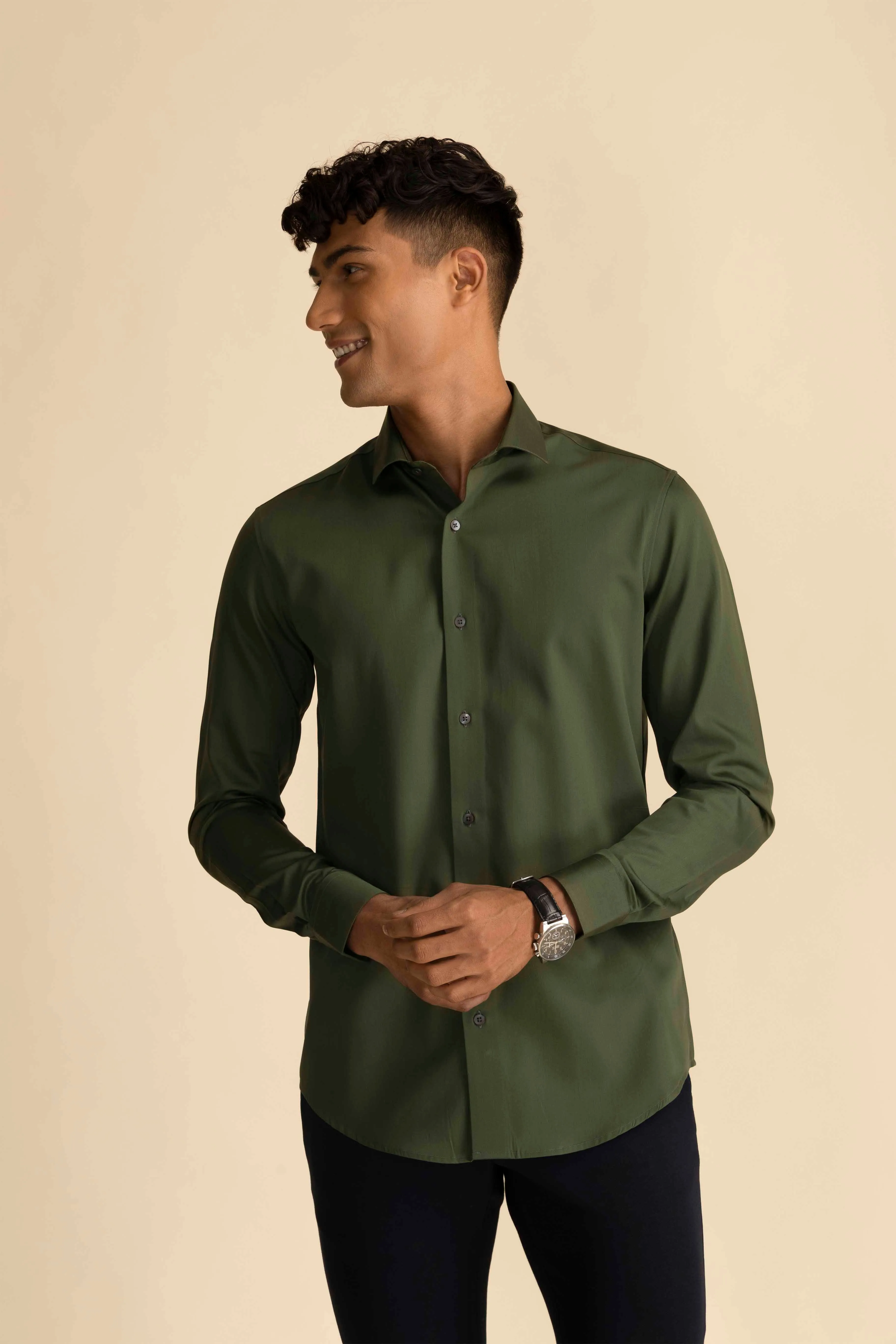 Forest Green Sateen Shirt