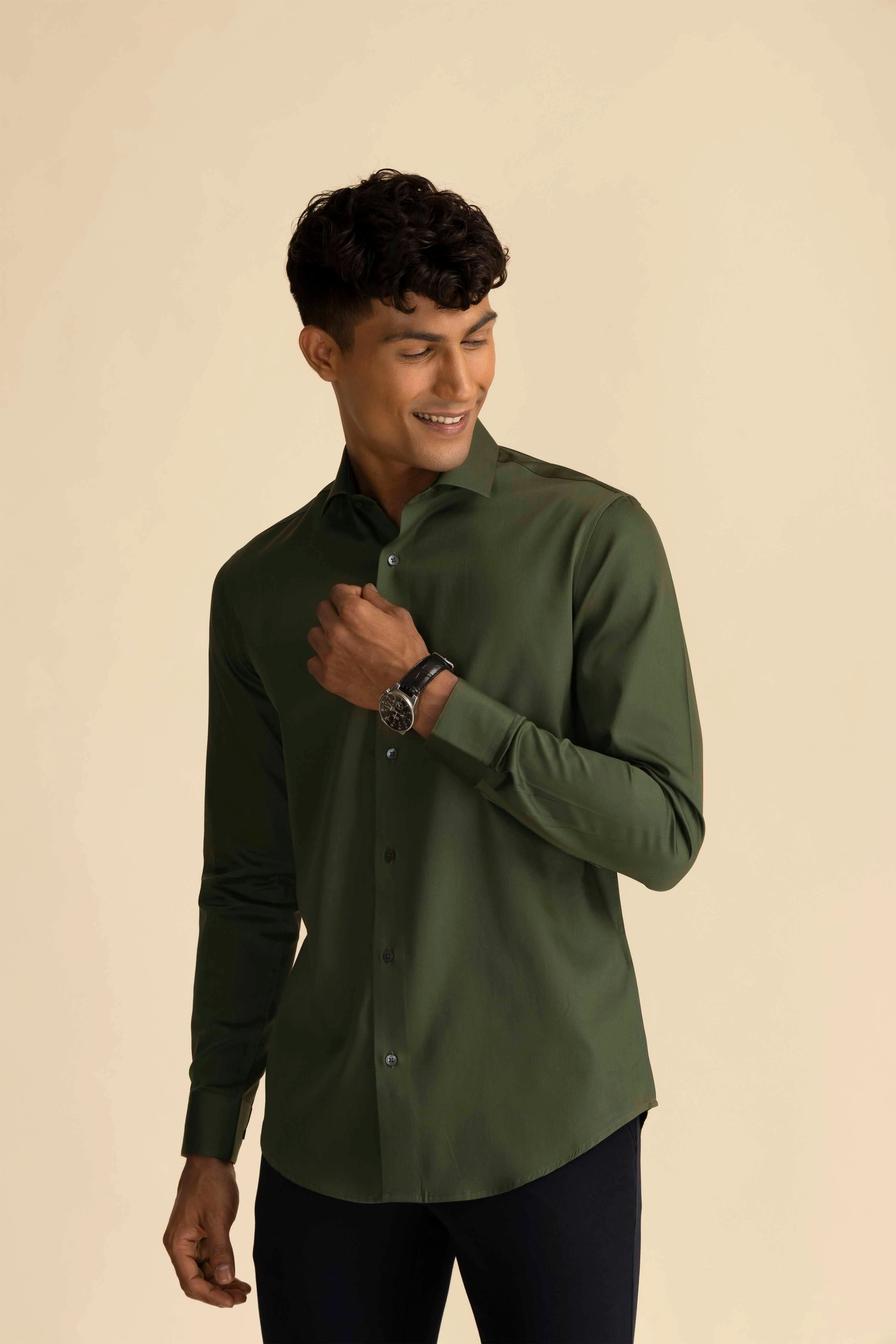 Forest Green Sateen Shirt