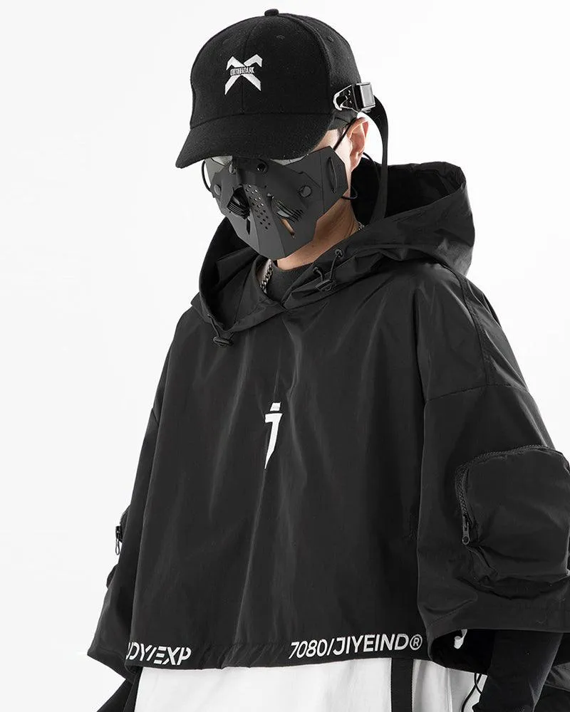 Functional Hooded Short Black Cape