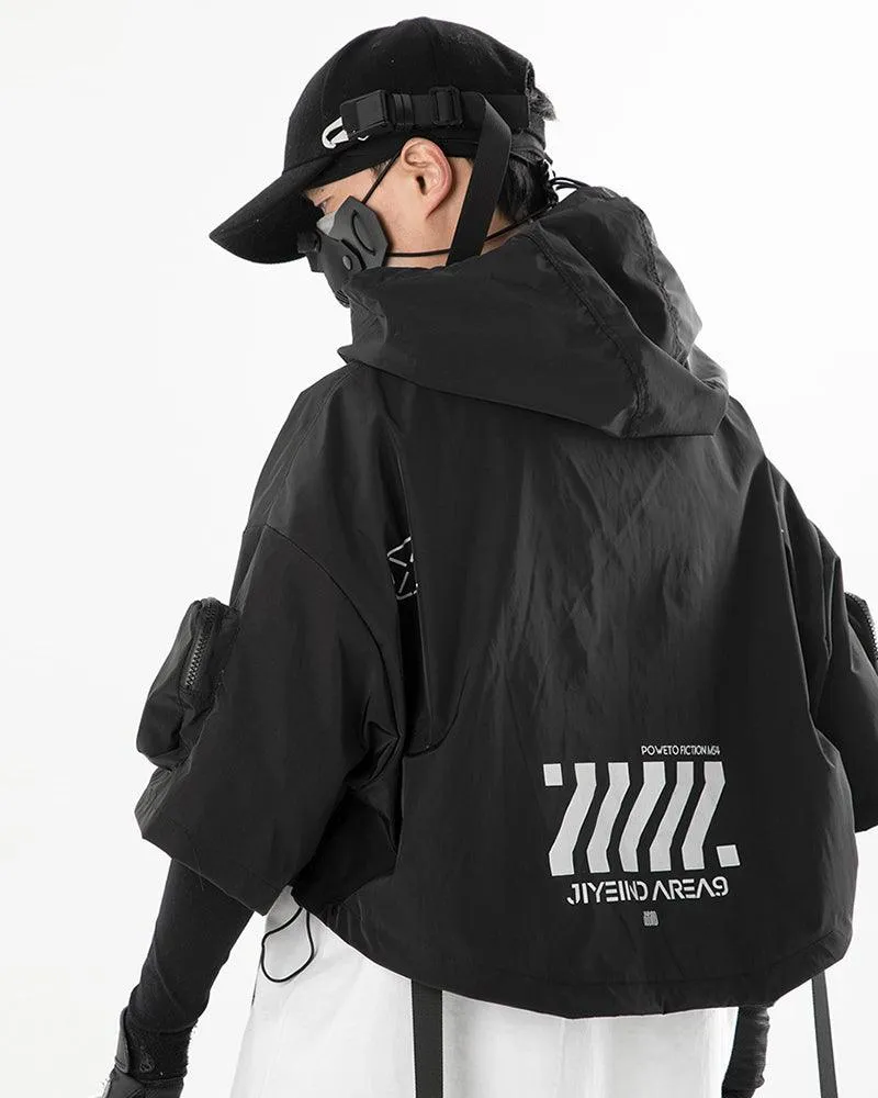 Functional Hooded Short Black Cape