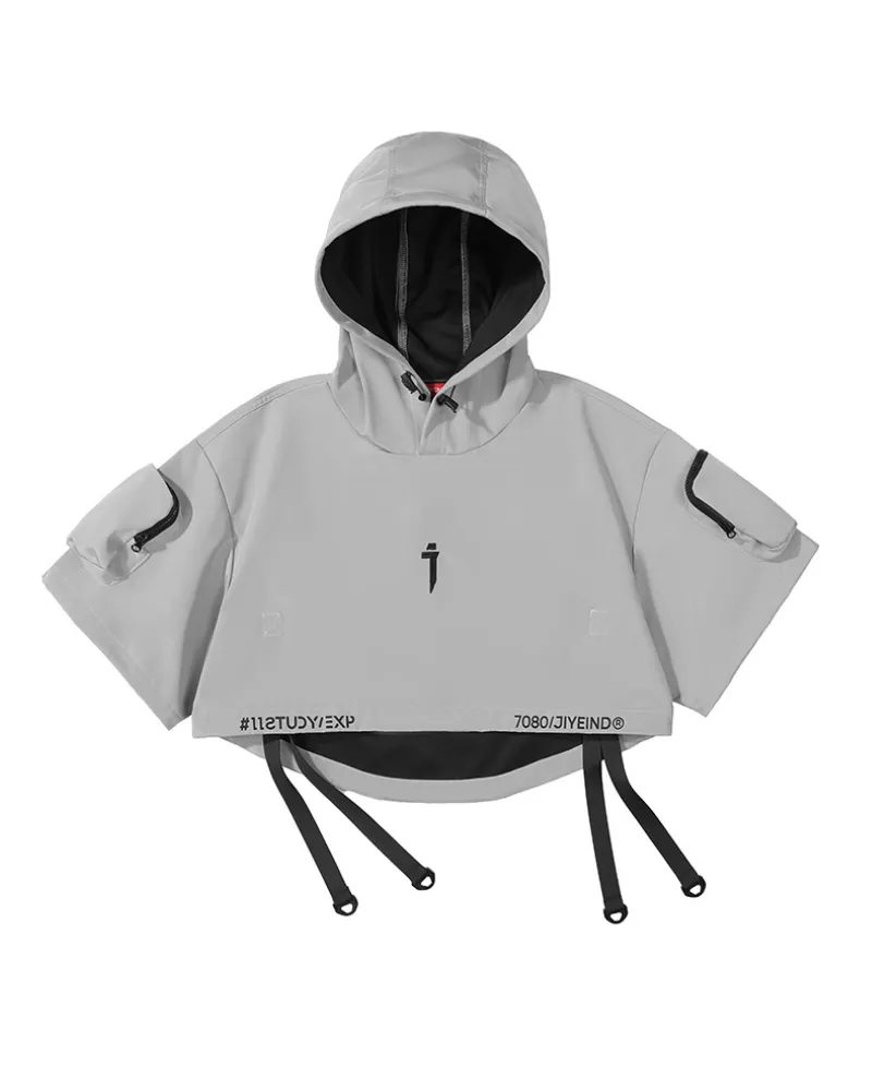 Functional Hooded Short Black Cape