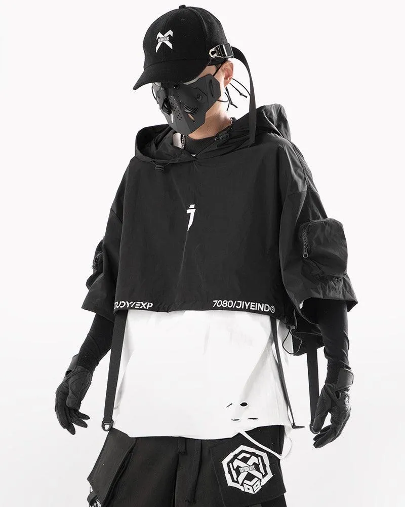 Functional Hooded Short Black Cape