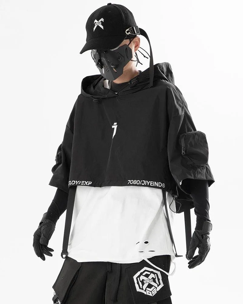 Functional Hooded Short Black Cape