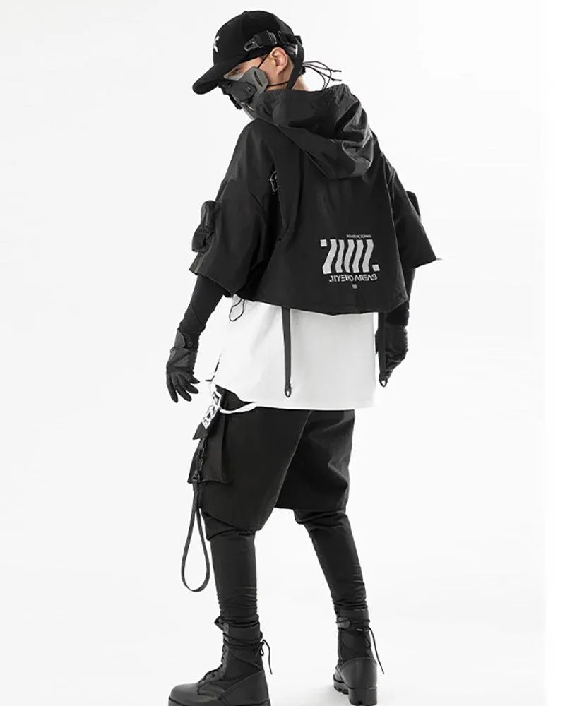 Functional Hooded Short Black Cape